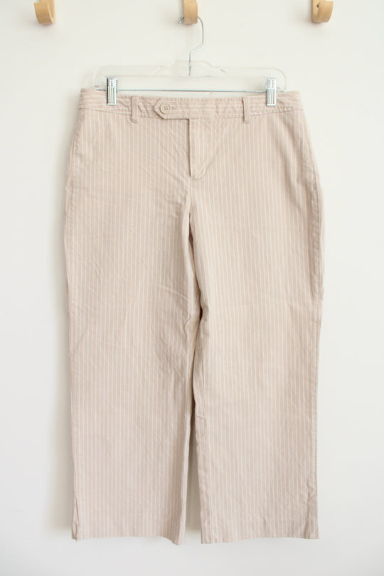 Gap Curvy Stretch Cropped Tan & White Striped Capri Pants | 10