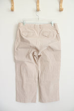 Gap Curvy Stretch Cropped Tan & White Striped Capri Pants | 10