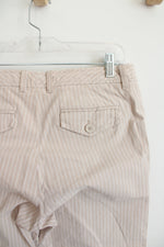 Gap Curvy Stretch Cropped Tan & White Striped Capri Pants | 10