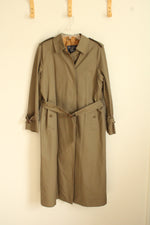 Vintage Burberry's Olive Green Belted Trench Jacket with Tan Plaid Removable Lining | S