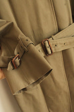 Vintage Burberry's Olive Green Belted Trench Jacket with Tan Plaid Removable Lining | S