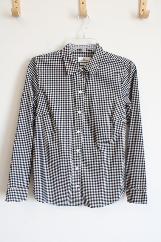 Vineyard Vines Black and White Plaid Long-Sleeve Button Down Shirt | 6