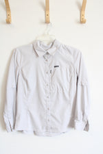 Columbia Silver Button Down Long Sleeve Shirt | M