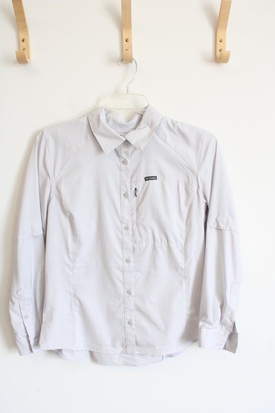 Columbia Silver Button Down Long Sleeve Shirt | M