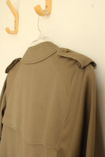 Vintage Burberry's Olive Green Belted Trench Jacket with Tan Plaid Removable Lining | S
