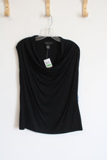 NEW Cable & Gauge Black Sleeveless Draped Neckline Top | L