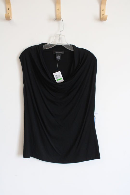 NEW Cable & Gauge Black Sleeveless Draped Neckline Top | L