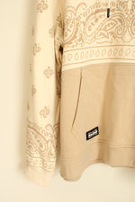 NEW Dogg Supply Cream and Tan Paisley Print Hooded Sweatshirt | 2XL