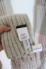 NEW J.Crew Pink & Tan Metallic Wool Blend Fringe Scarf