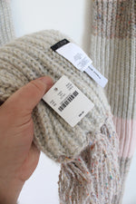 NEW J.Crew Pink & Tan Metallic Wool Blend Fringe Scarf