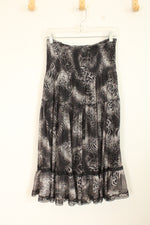 Lapis Black and Gray Animal Print Lace Layered Skirt | L