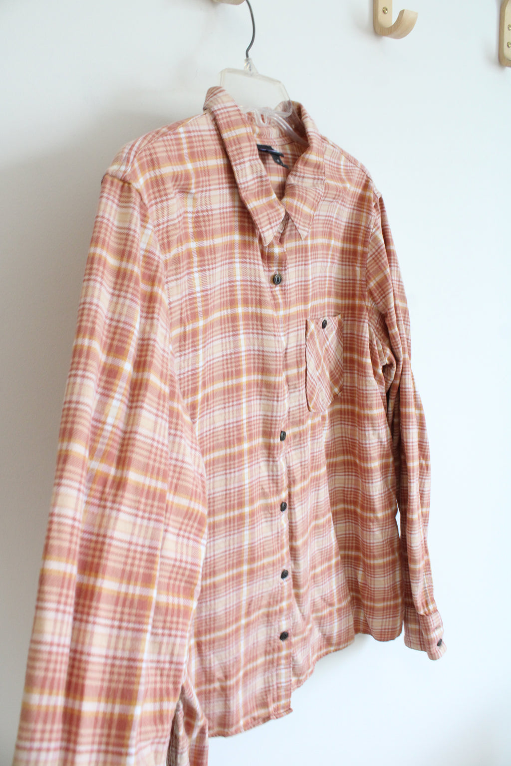Patagonia Peach Orange Plaid Button Down Shirt | 16