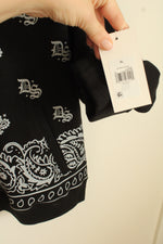 NEW Dogg Supply Black Sweatshirt Bomber Jacket with Light Gray Paisley Print | XL