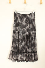 Lapis Black and Gray Animal Print Lace Layered Skirt | L