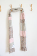 NEW J.Crew Pink & Tan Metallic Wool Blend Fringe Scarf
