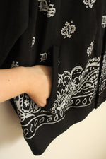 NEW Dogg Supply Black Sweatshirt Bomber Jacket with Light Gray Paisley Print | XL