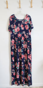 NEW Grecerelle Navy Pink Floral Maxi Dress | 3XL