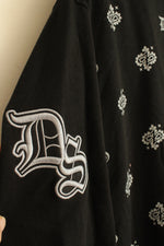 NEW Dogg Supply Black Sweatshirt Bomber Jacket with Light Gray Paisley Print | XL