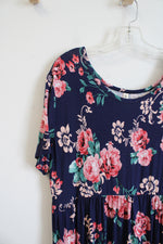 NEW Grecerelle Navy Pink Floral Maxi Dress | 3XL