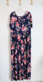 NEW Grecerelle Navy Pink Floral Maxi Dress | 3XL