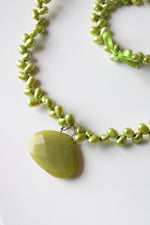 Lime Green Baroque Pearl Necklace & Bracelet
