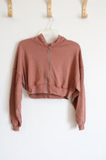 Aeropostale Terracotta Cropped Full Zip Hoodie | S