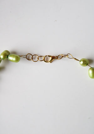 Lime Green Baroque Pearl Necklace & Bracelet