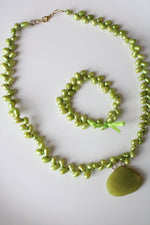 Lime Green Baroque Pearl Necklace & Bracelet