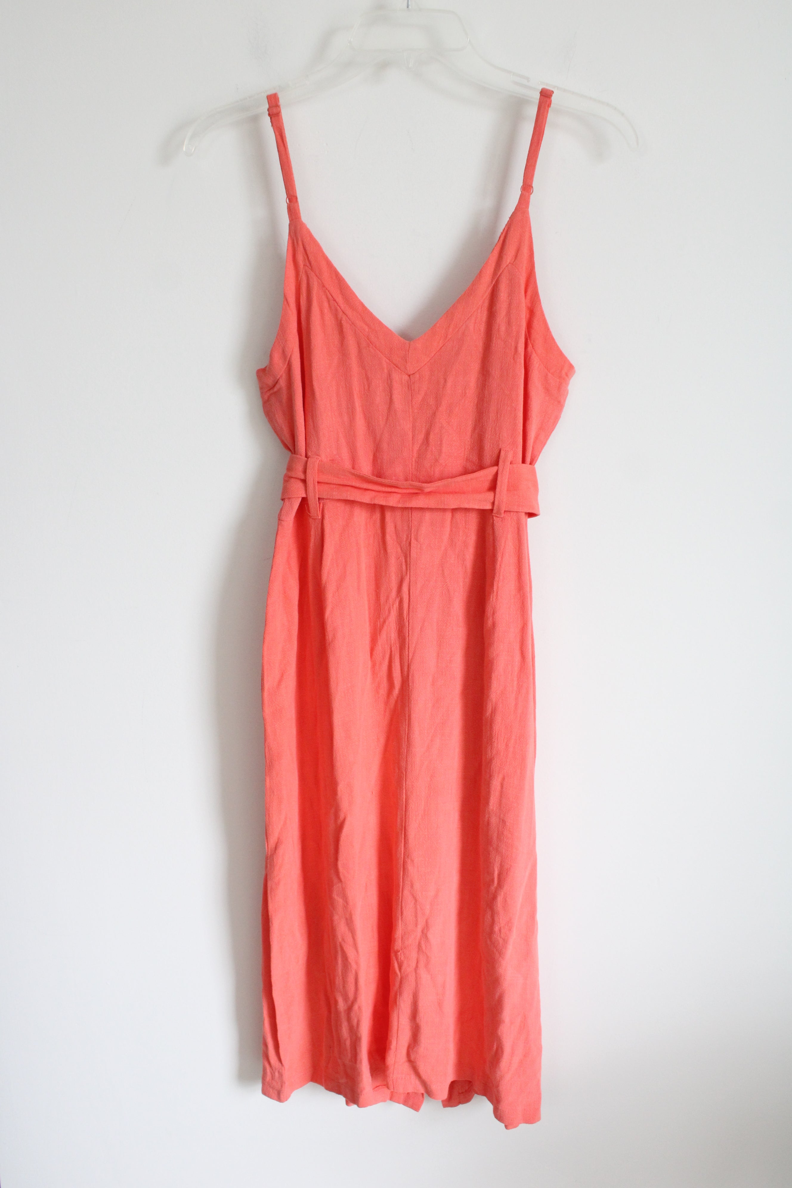 NEW June & Hudson Coral Pink Linen Button Down Dress | S