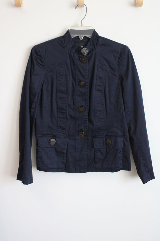 George Navy Blue Button Up Jacket | 4