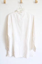 Winter Silks White Long Sleeve Button Down Shirt | XL
