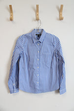 Banana Republic Blue & White Striped Button Down Top | XS