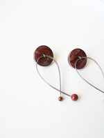 Red Marble Enamel Sterling Silver Twist Dangle Earrings