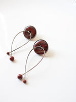 Red Marble Enamel Sterling Silver Twist Dangle Earrings