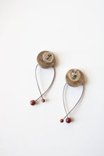 Red Marble Enamel Sterling Silver Twist Dangle Earrings