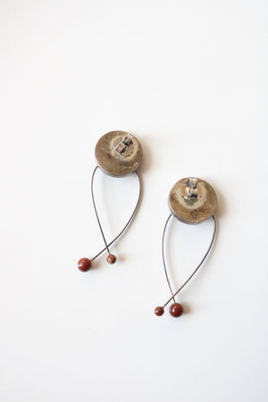Red Marble Enamel Sterling Silver Twist Dangle Earrings