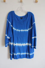 Talbots Blue Tie-Dye 3/4 Sleeve Sweater | 3XL