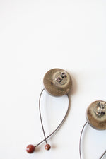 Red Marble Enamel Sterling Silver Twist Dangle Earrings