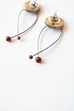 Red Marble Enamel Sterling Silver Twist Dangle Earrings
