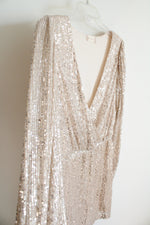 Altar'd State Champagne Sequined Long Sleeved Dress | L