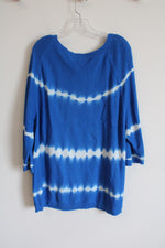 Talbots Blue Tie-Dye 3/4 Sleeve Sweater | 3XL