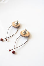 Red Marble Enamel Sterling Silver Twist Dangle Earrings