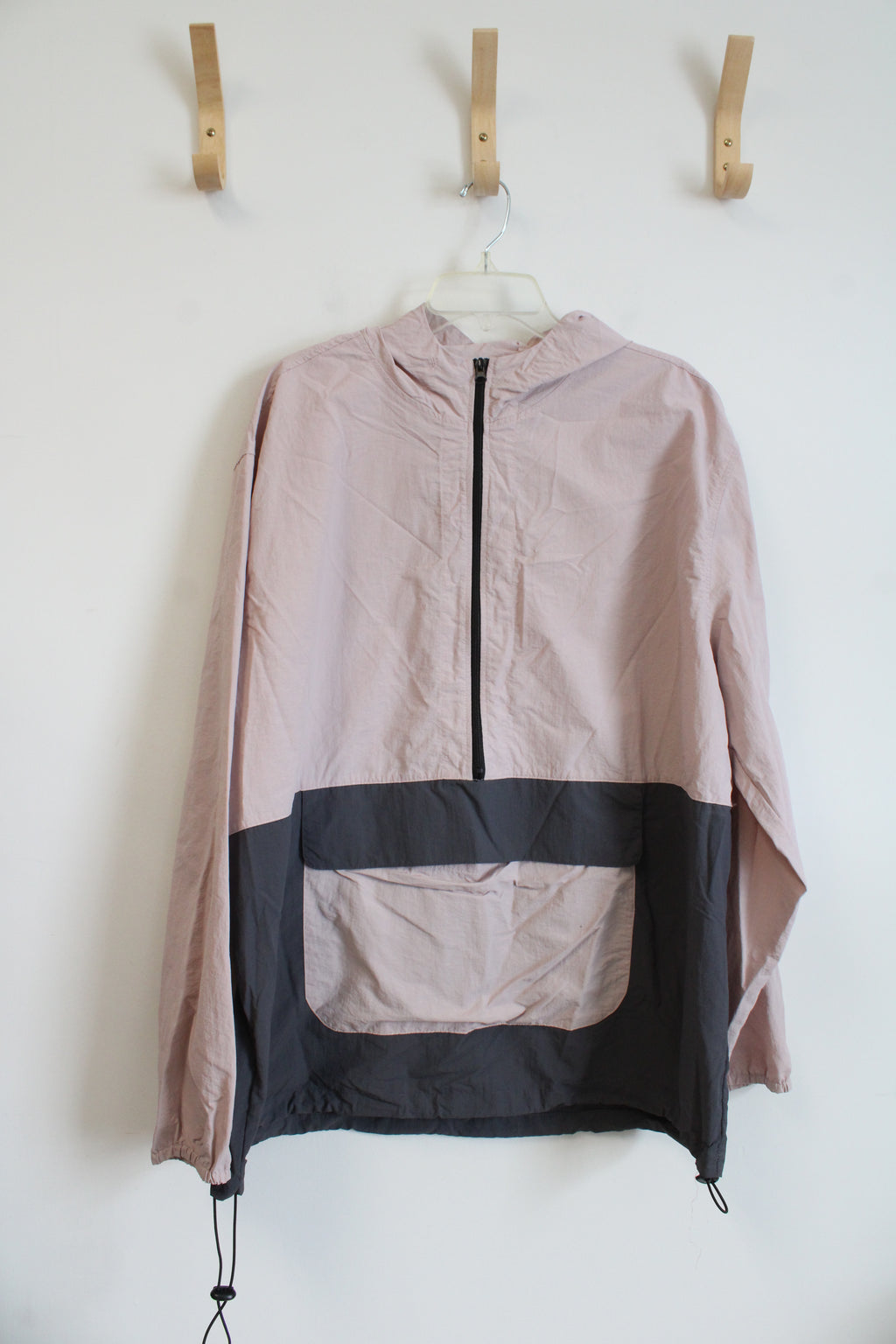 No Boundaries Pink & Gray 1/2 Zip Windbreaker | XL