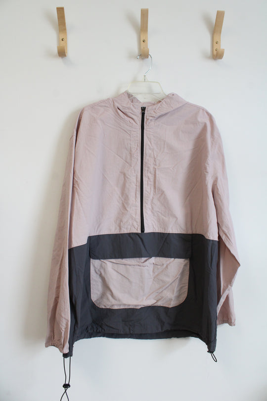 No Boundaries Pink & Gray 1/2 Zip Windbreaker | XL