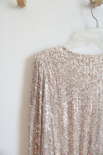 Altar'd State Champagne Sequined Long Sleeved Dress | L