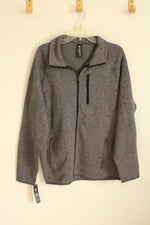 NEW Burnside Dark Gray Knitted Fleece Lined Zip Light Jacket | M