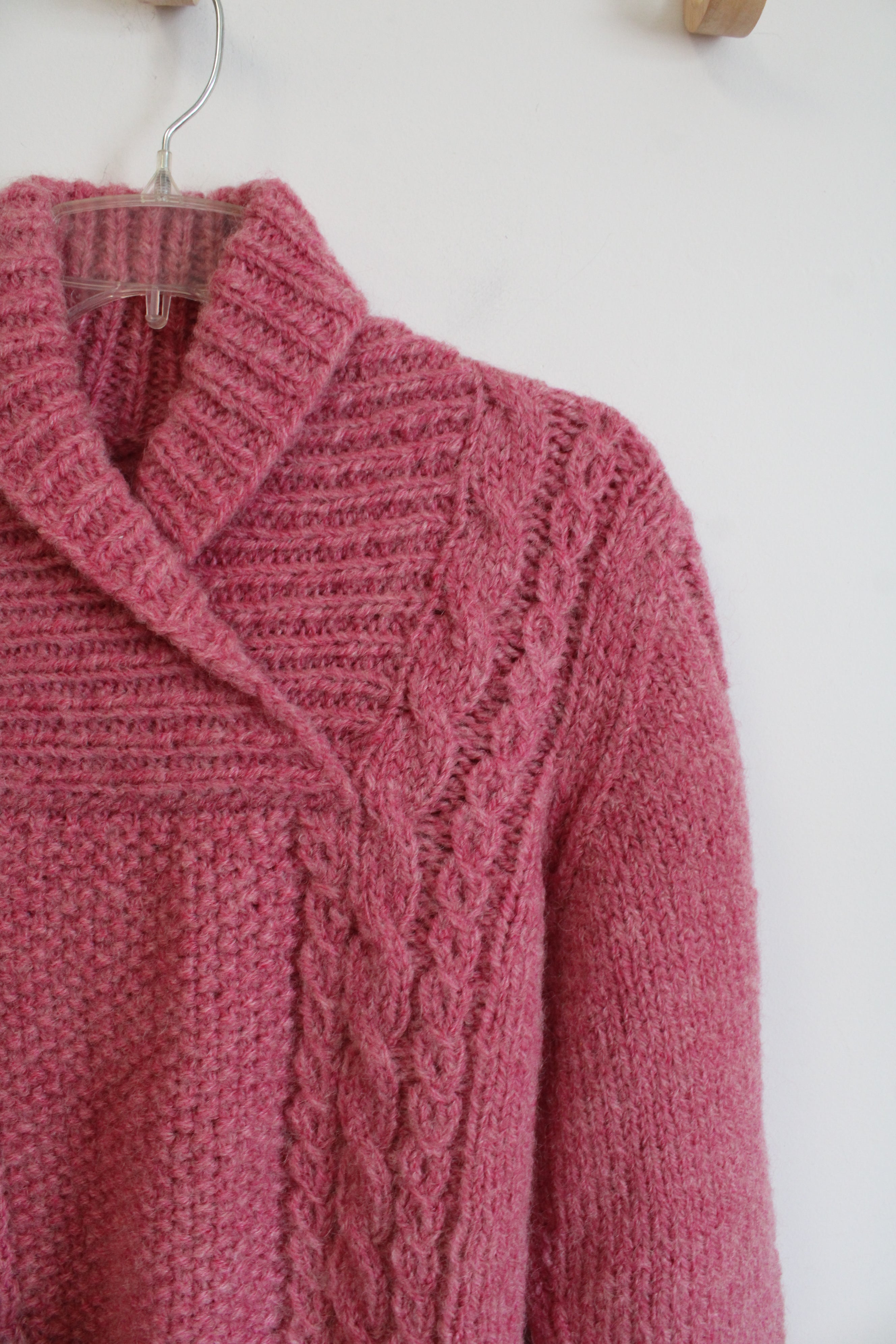 Pink Wool Shawl Collar Sweater | L
