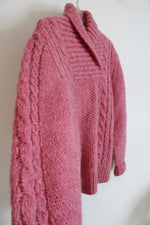 Pink Wool Shawl Collar Sweater | L