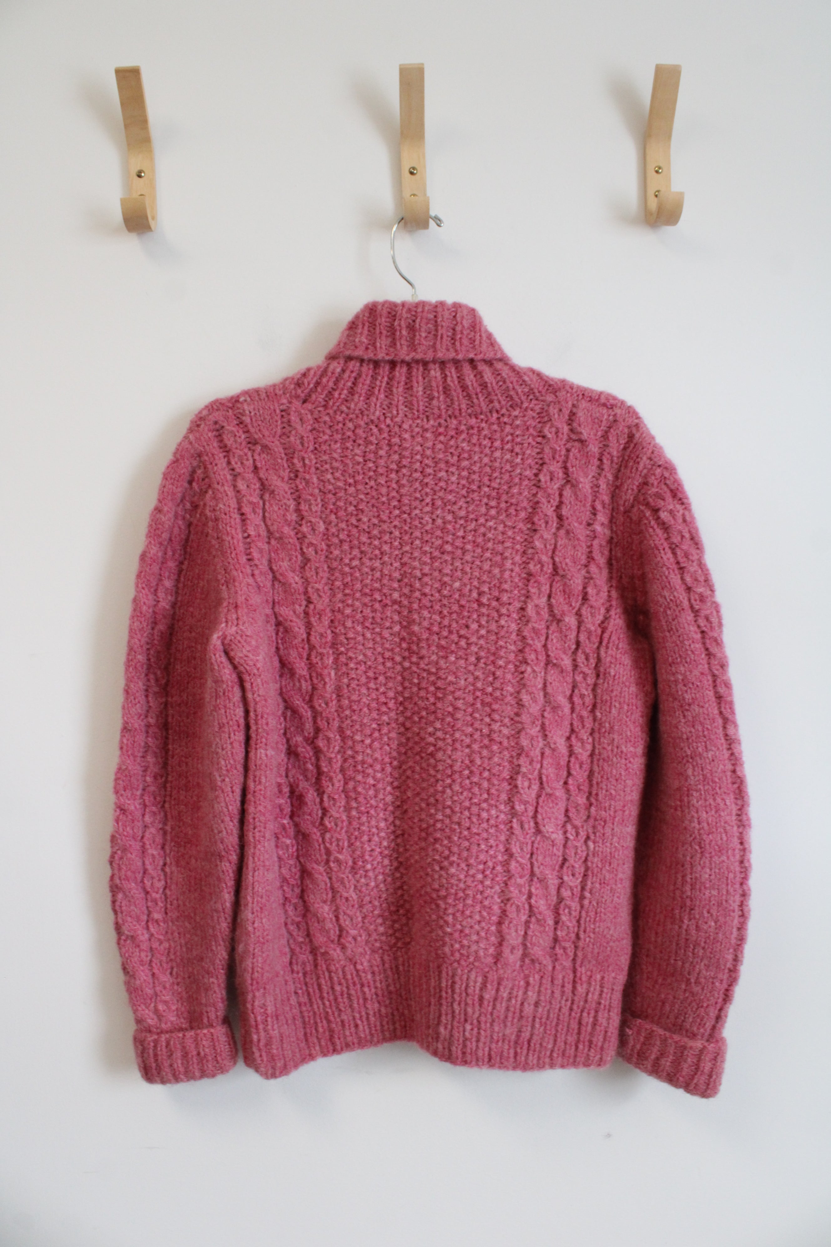 Pink Wool Shawl Collar Sweater | L