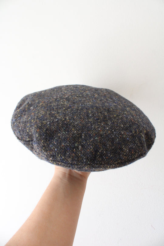 NEW JJ HatAlfonso D'Este Blue Speckled Wool Beret Cap